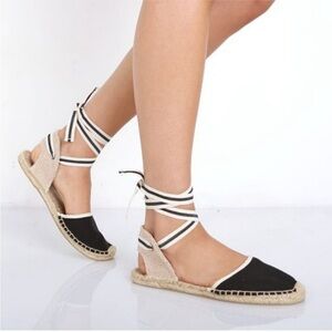 Soludos Woven Espadrilles with Ankle Tie